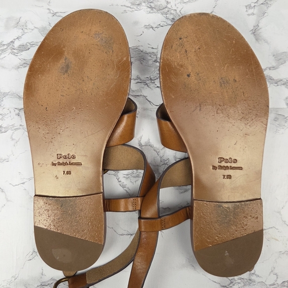 Polo Ralph Lauren Double O-Ring Leather Sandal Size 7.5 - Picture 8 of 11